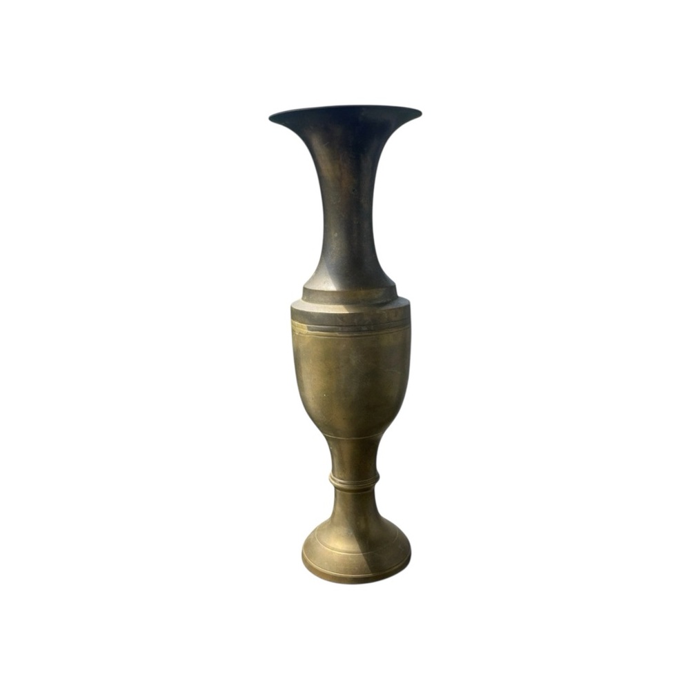VTG Brass Vase Fluted Neck Tall Patina Charm MCM India Heirloom Elegance Accents - Picture 4 of 7